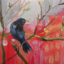 Load image into Gallery viewer, blackbird miniature painting 5x5cm LG #paintlikeabirdsings
