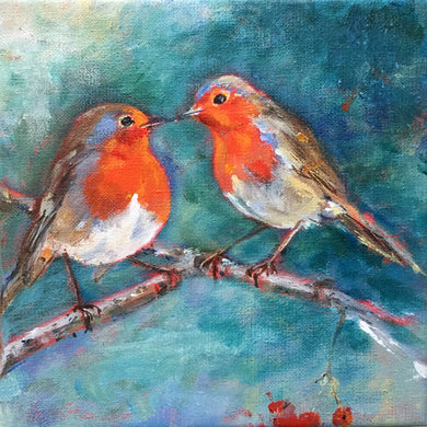 Loving Robins-LG-LoveliesGems-painting-birds-20x20cm-basis-2