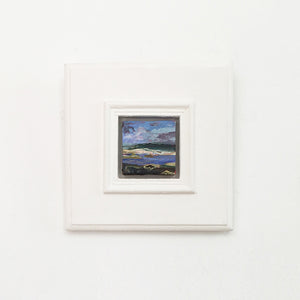 chalky-coastline-LG-painting-miniature-landscape-5x5-cm-no.1074-in white frame